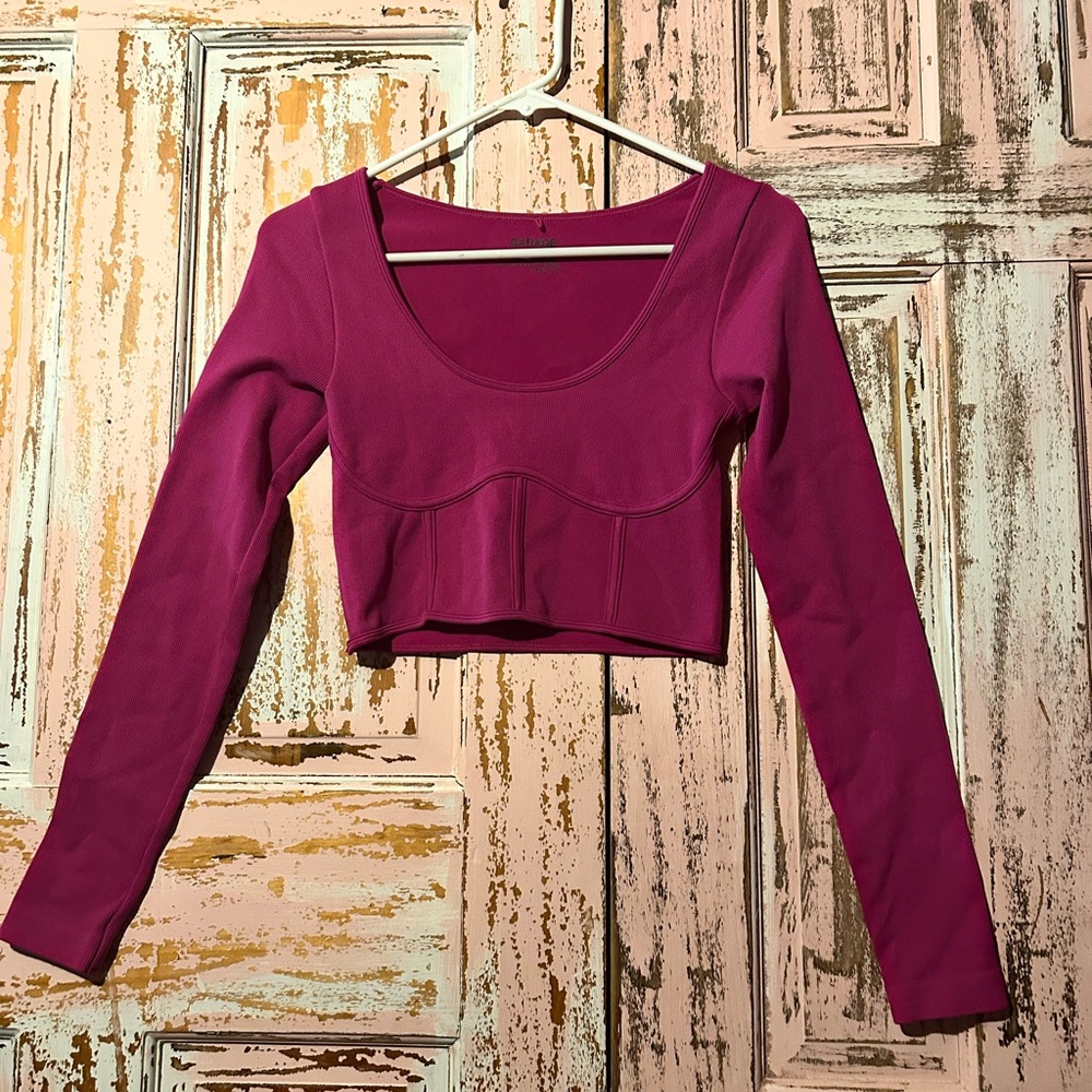 Garage Magenta Long Sleeve Crop Top